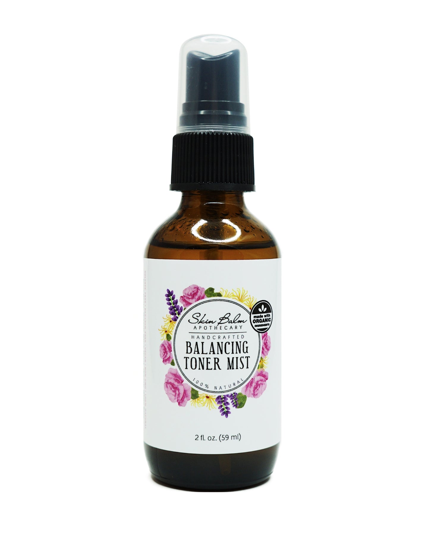 Balancing Toner Mist against a white background.